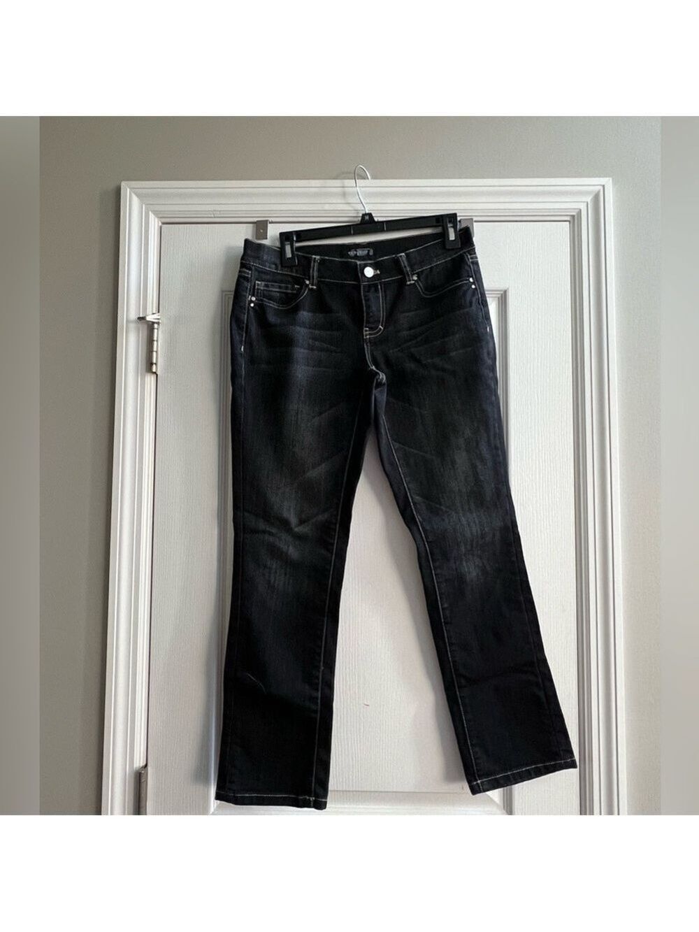 White House Black Market Black straight leg jeans. Size 4
